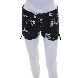 Fusion Womens Cotton Floral Print Four Pocket Mid-Rise Short Shorts Black Size M